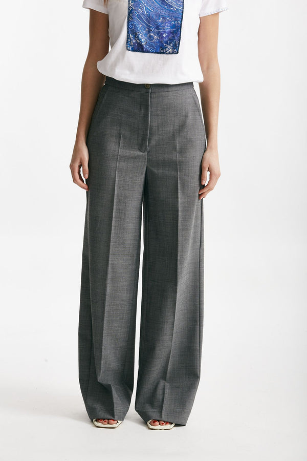 pantalone palazzo grigio tela in misto lana women Department five