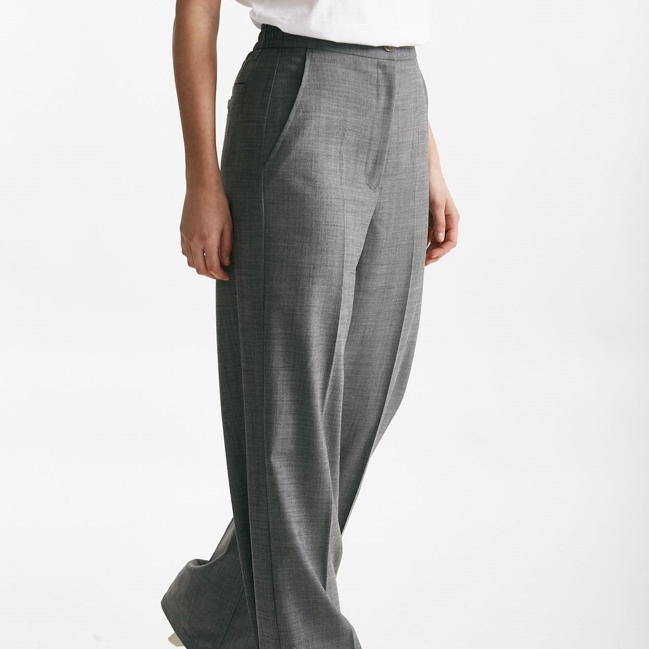 pantalone palazzo grigio tela in misto lana women Department five - 6