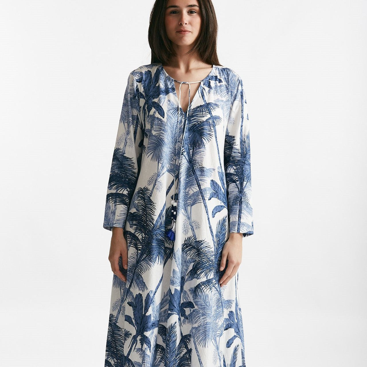 abito lungo in cotone soleil fantasia blu women Elleblue - 8