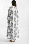abito lungo in cotone soleil fantasia blu e grigia women Elleblue - 2