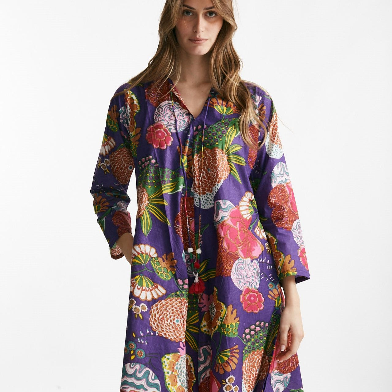 abito midi soleil crop fantasia viola e rossa women Elleblue - 8