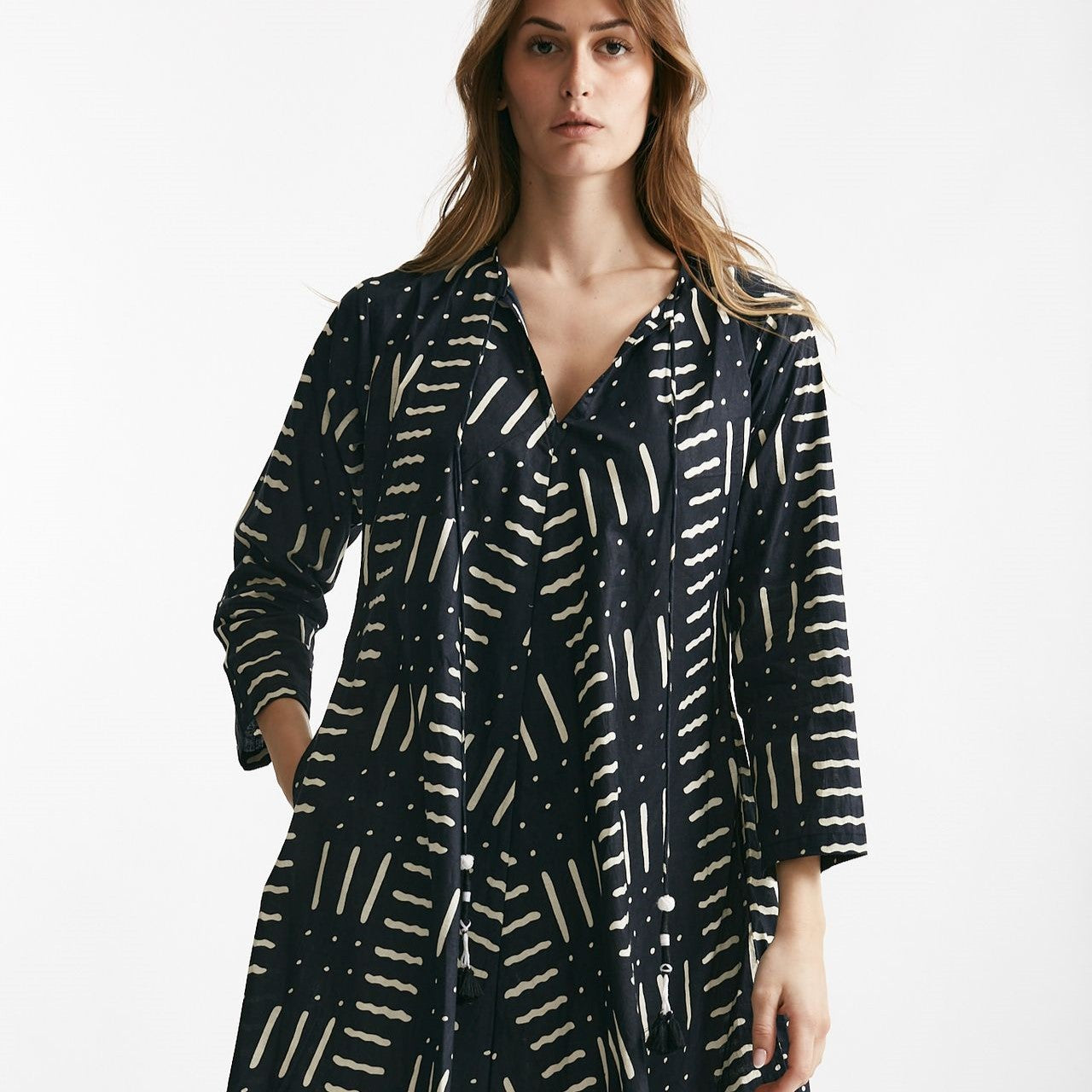 abito midi soleil crop fantasia nera e bianca women Elleblue - 6