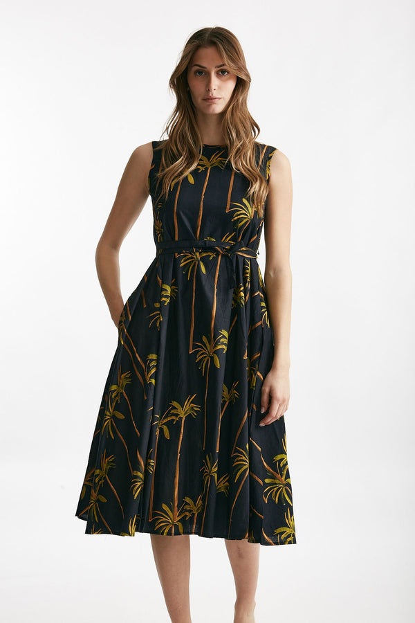 abito smanicato fantasia fondo nero women Elleblue