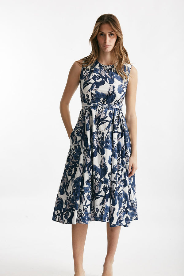 abito smanicato fantasia bianca e blu women Elleblue