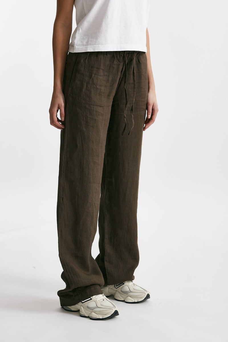 pantalone jogging in lino marrone women Fay - 2