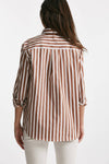 camicia in cotone stretch a righe bianco/marrone women Fay - 2