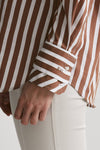 camicia in cotone stretch a righe bianco/marrone women Fay - 4