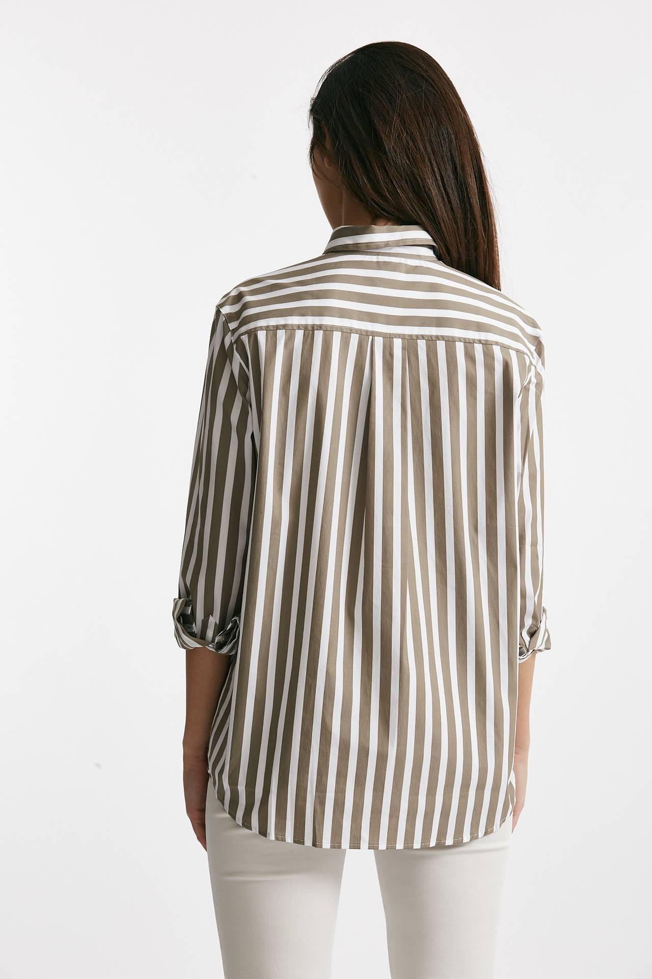 camicia in cotone stretch a righe bianco/verde women Fay - 3