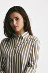 camicia in cotone stretch a righe bianco/verde women Fay - 5