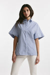 camicia mezza manica rigata bianco/blu women Fay - 1