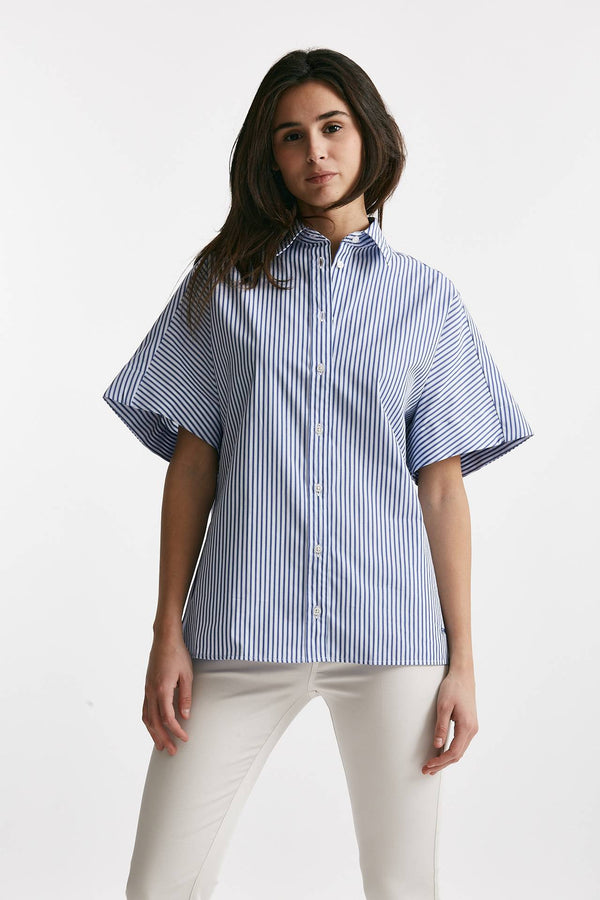camicia mezza manica rigata bianco/blu women Fay