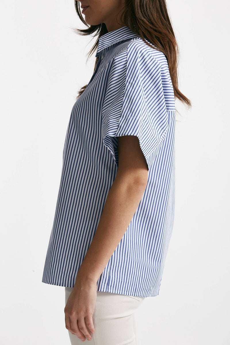 camicia mezza manica rigata bianco/blu women Fay - 3
