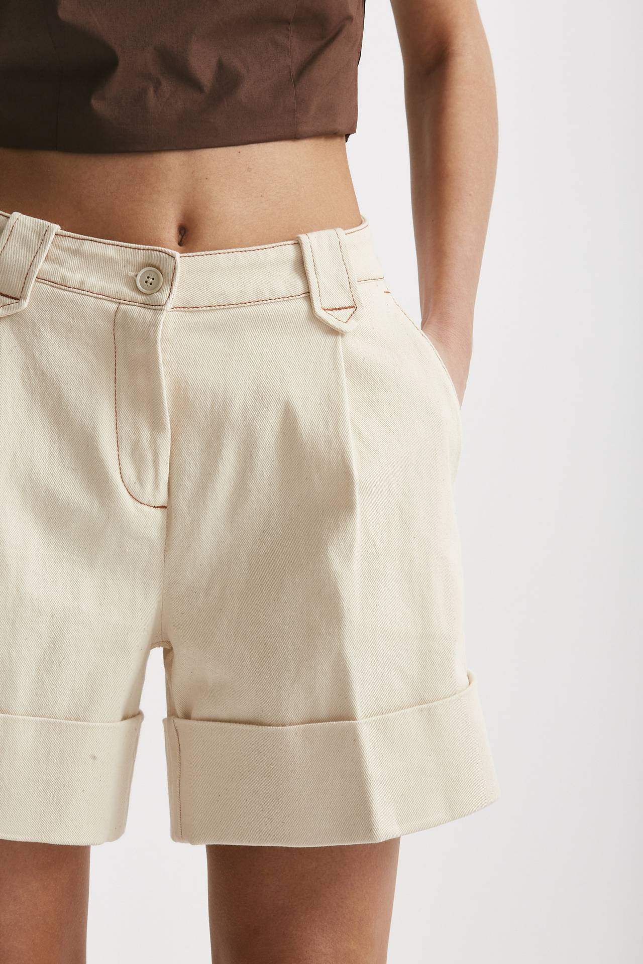 bermuda in cotone panna vita alta women Fay - 5