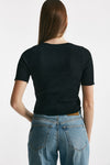 maglia a costine nero scollo a v women Grifoni - 3
