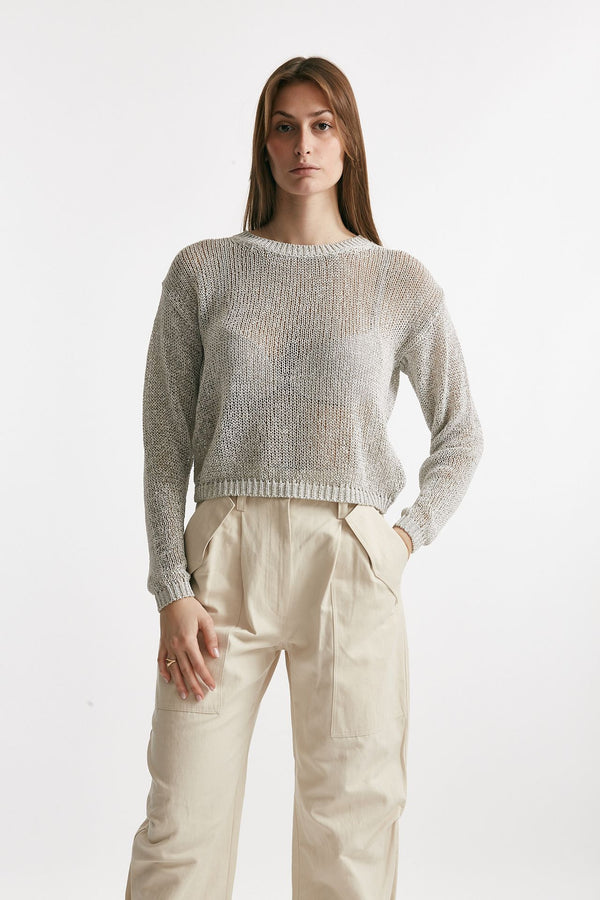 maglia lavorata filato bianco e grigio women Grifoni