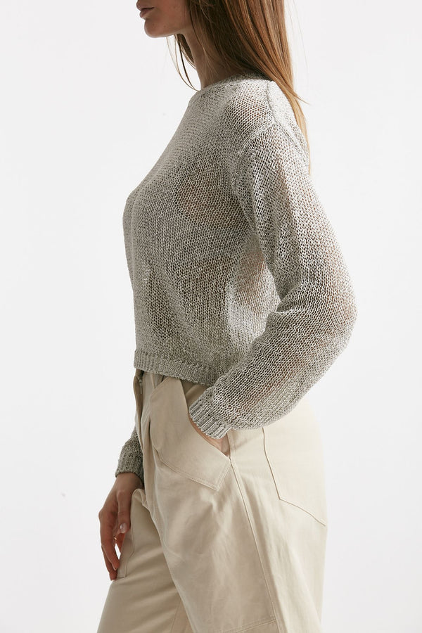 maglia lavorata filato bianco e grigio women Grifoni