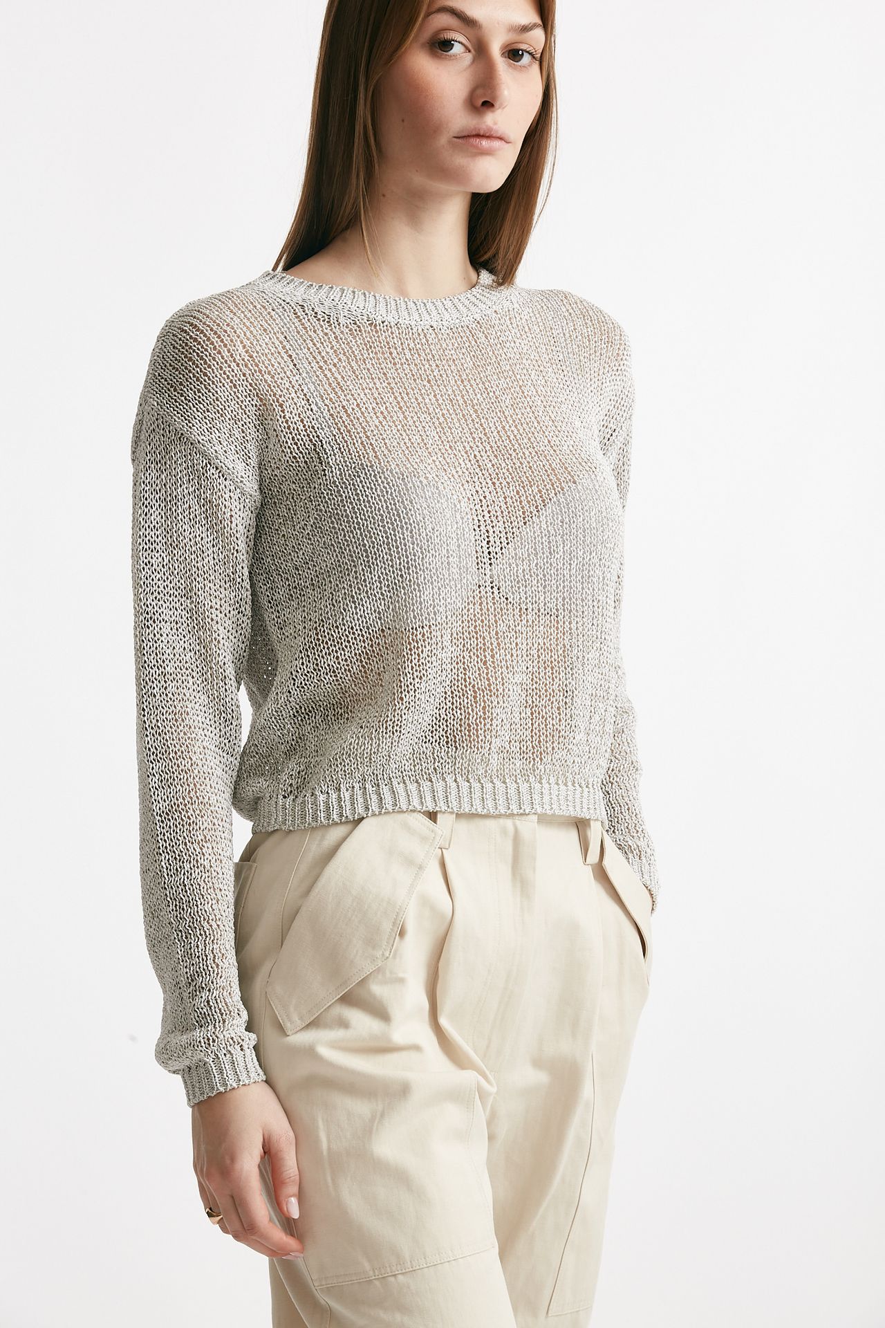 maglia lavorata filato bianco e grigio women Grifoni - 4