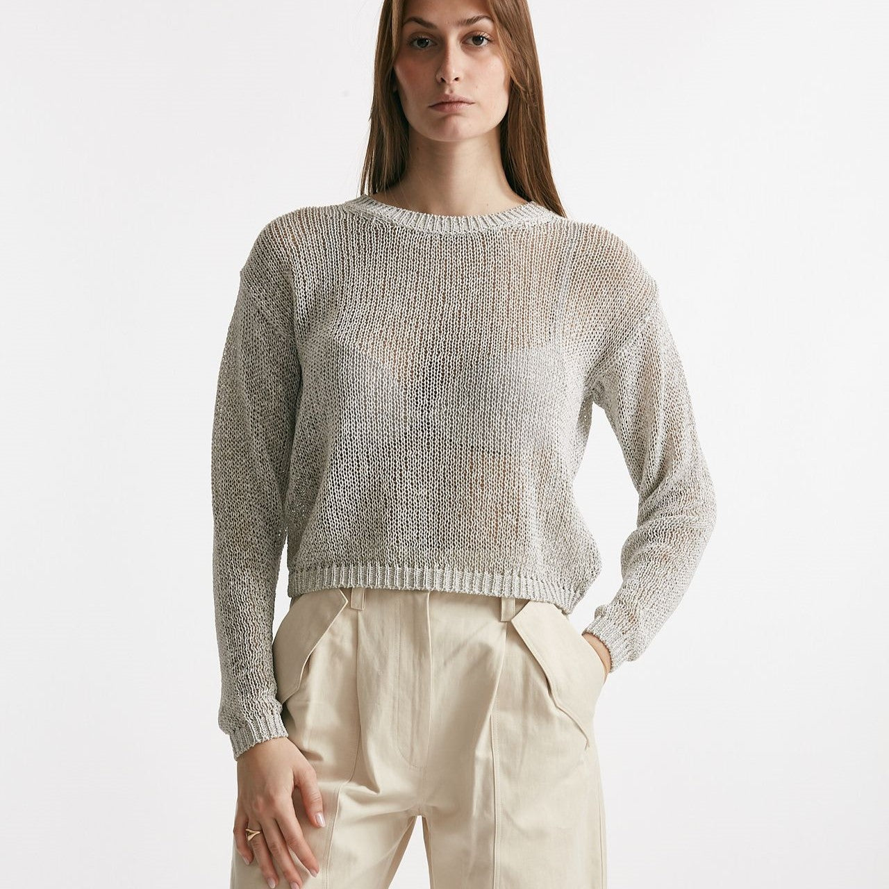 maglia lavorata filato bianco e grigio women Grifoni - 7