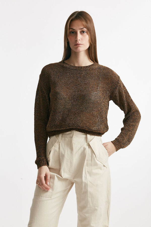 maglia lavorata marrone beige e rame women Grifoni