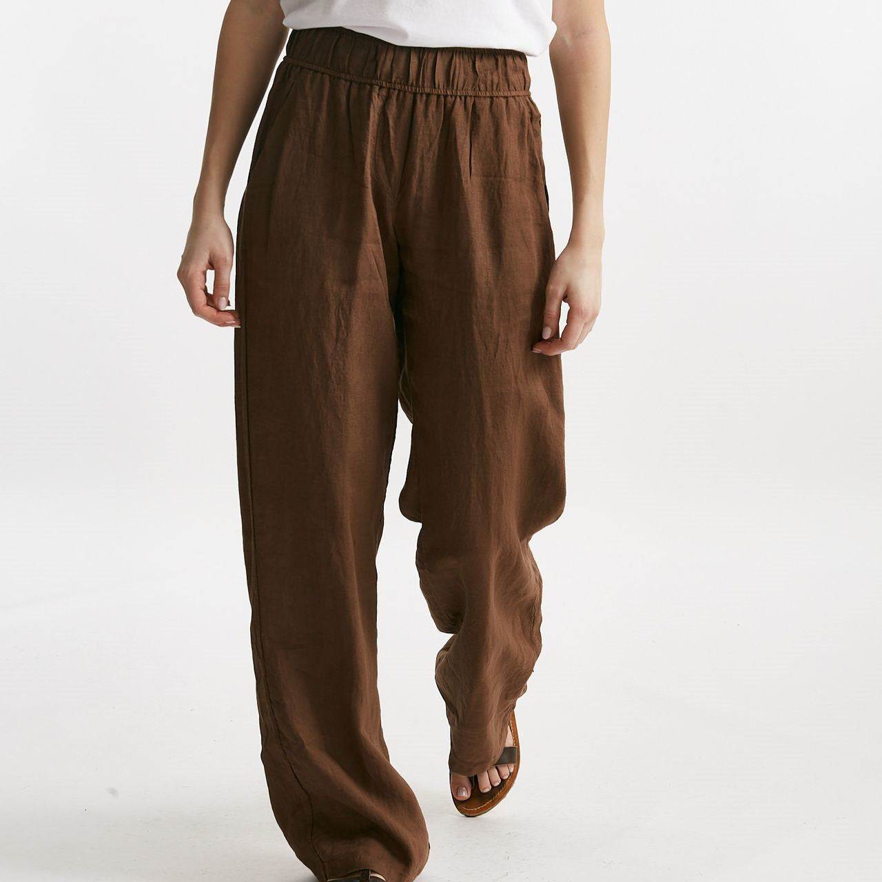 pantalone in lino tabacco vita alta women Grifoni - 5