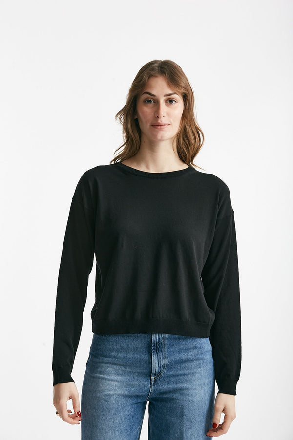 maglia in cotone e seta nero women Grifoni