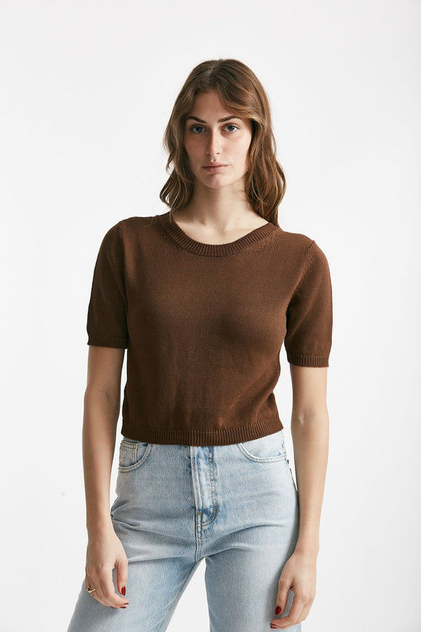 maglia crop marrone women Grifoni