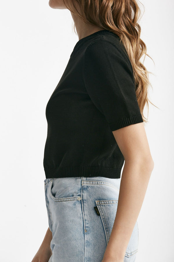 maglia girocollo crop nero women Grifoni