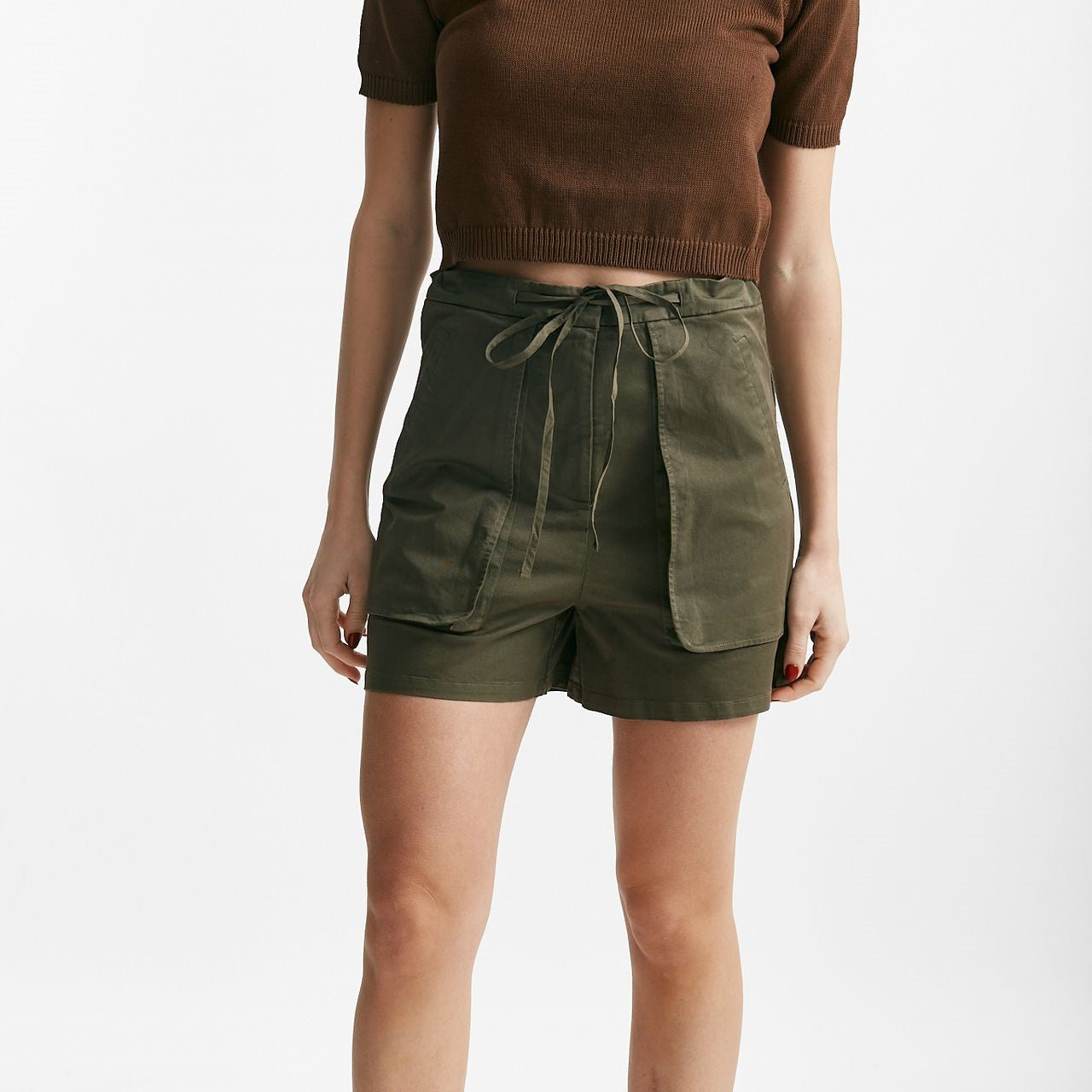 shorts in cotone verde militare women Grifoni - 8