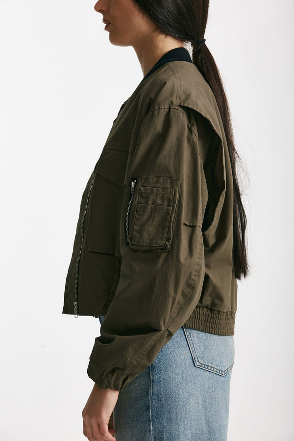 bomber crop verde militare women Grifoni