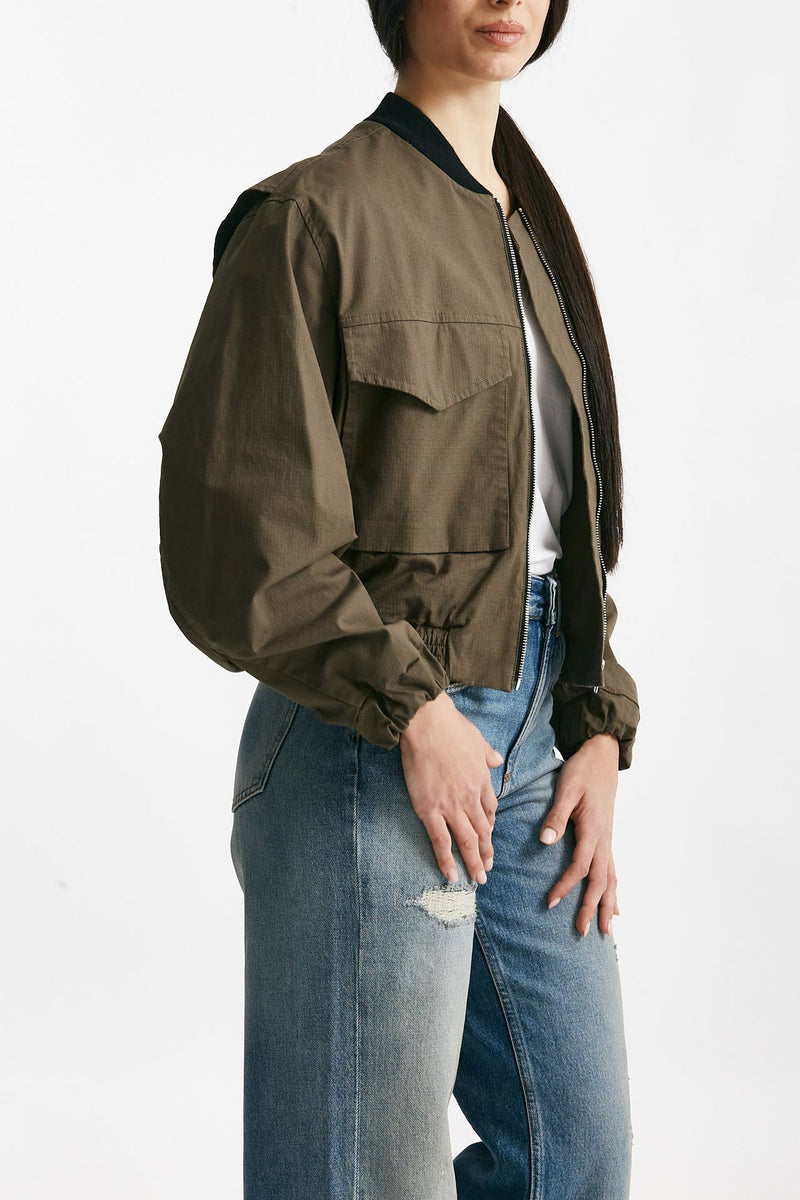bomber crop verde militare women Grifoni - 1