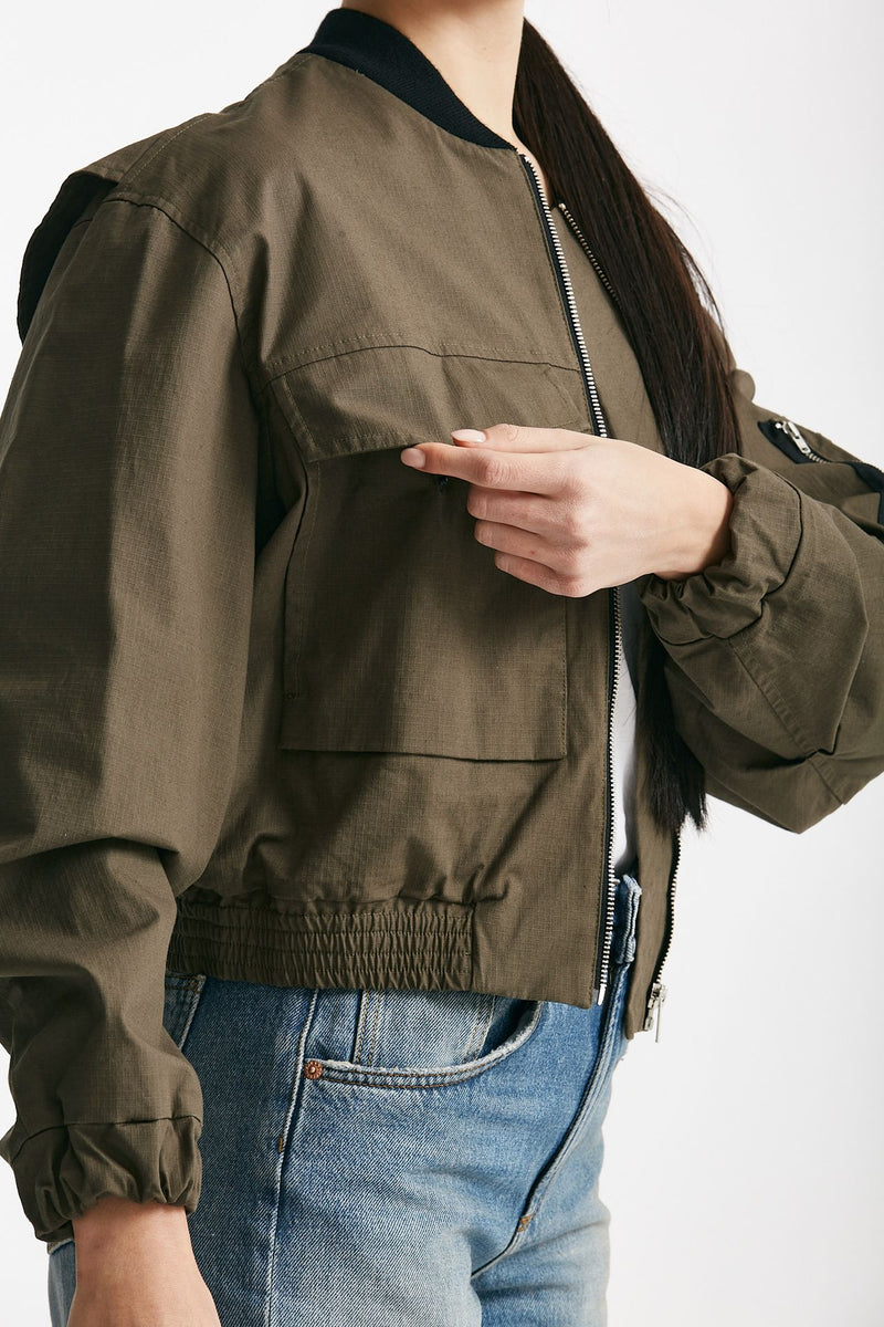 bomber crop verde militare women Grifoni - 4