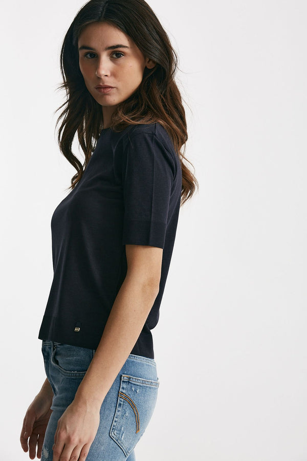 t-shirt basica in cotone blu women Herno