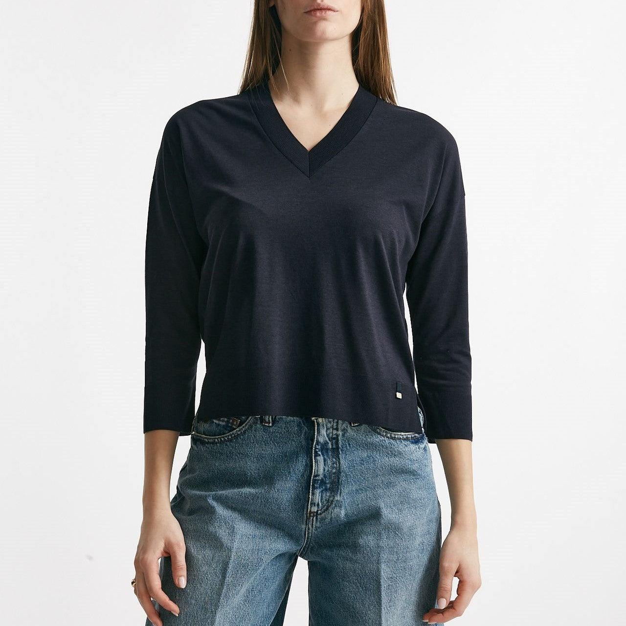 maglia scollo a v blu women Herno - 7