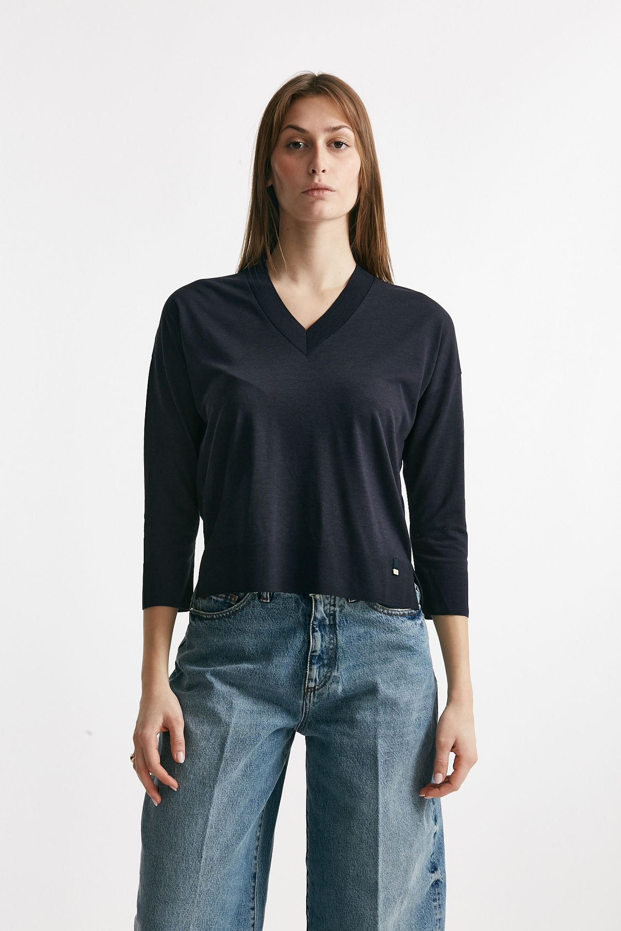 maglia scollo a v blu women Herno - 1
