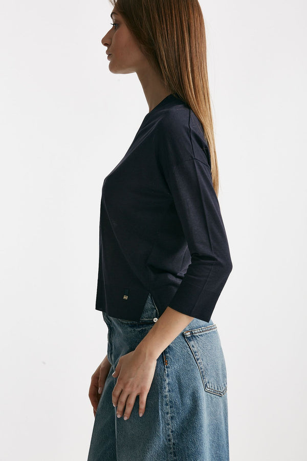 maglia scollo a v blu women Herno