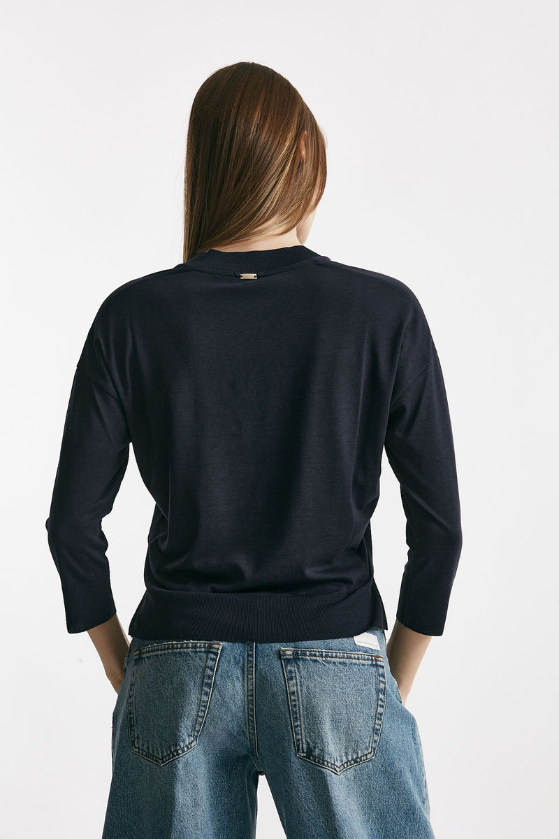 maglia scollo a v blu women Herno - 3