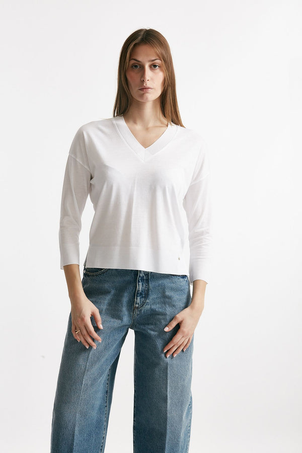 maglia scollo a v bianco women Herno