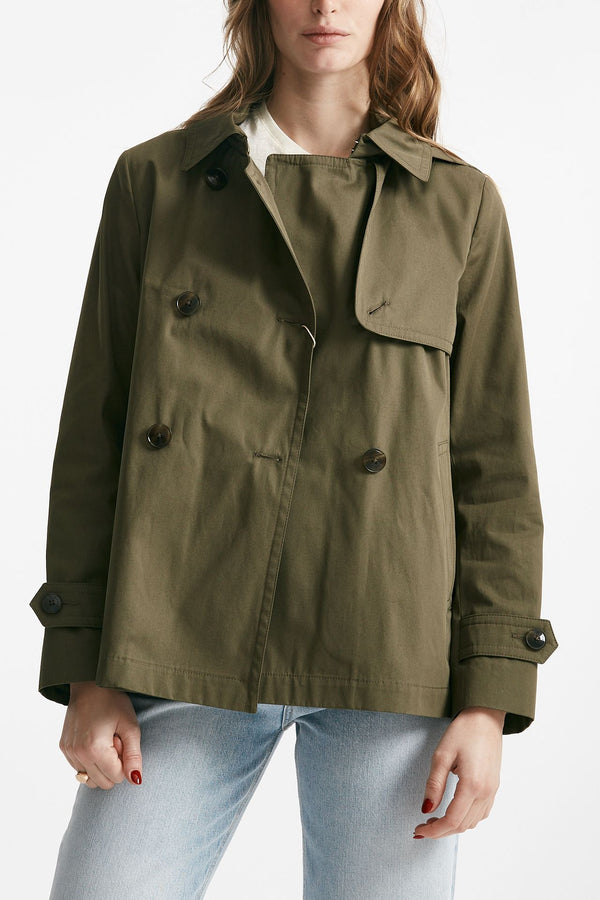 peacot in cotone verde militare women Herno