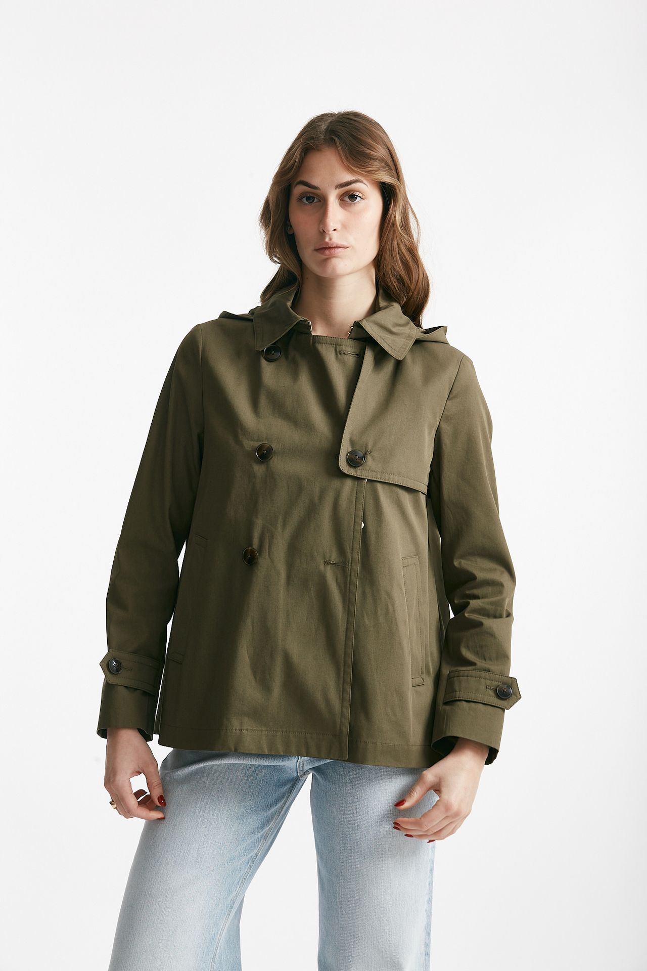 peacot in cotone verde militare women Herno - 5