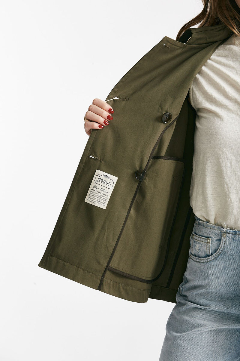peacot in cotone verde militare women Herno - 8