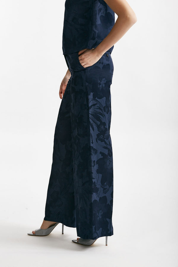 pantalone palazzo neera fantasia fiorata blu women Incotex