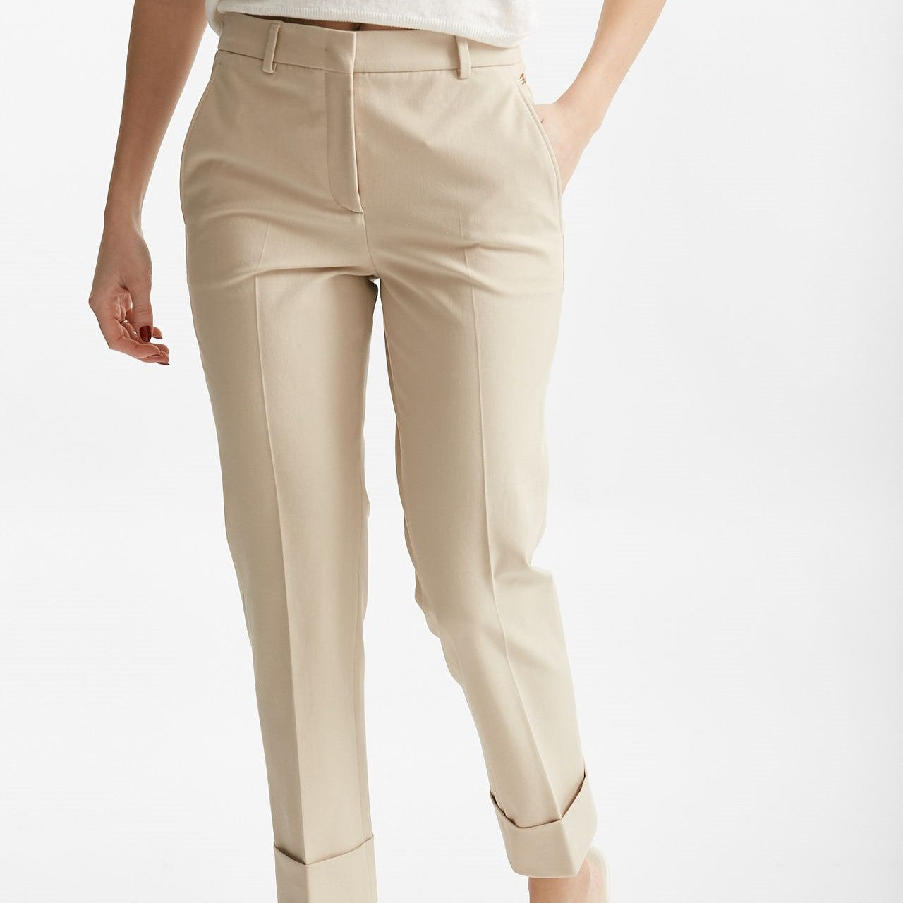 pantalone dritto in cotone nevet beige chiaro women Incotex - 8