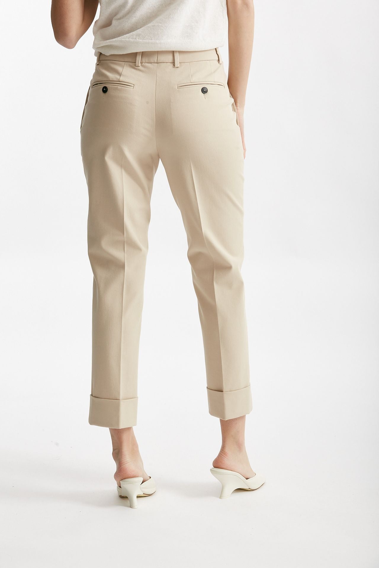 pantalone dritto in cotone nevet beige chiaro women Incotex - 3