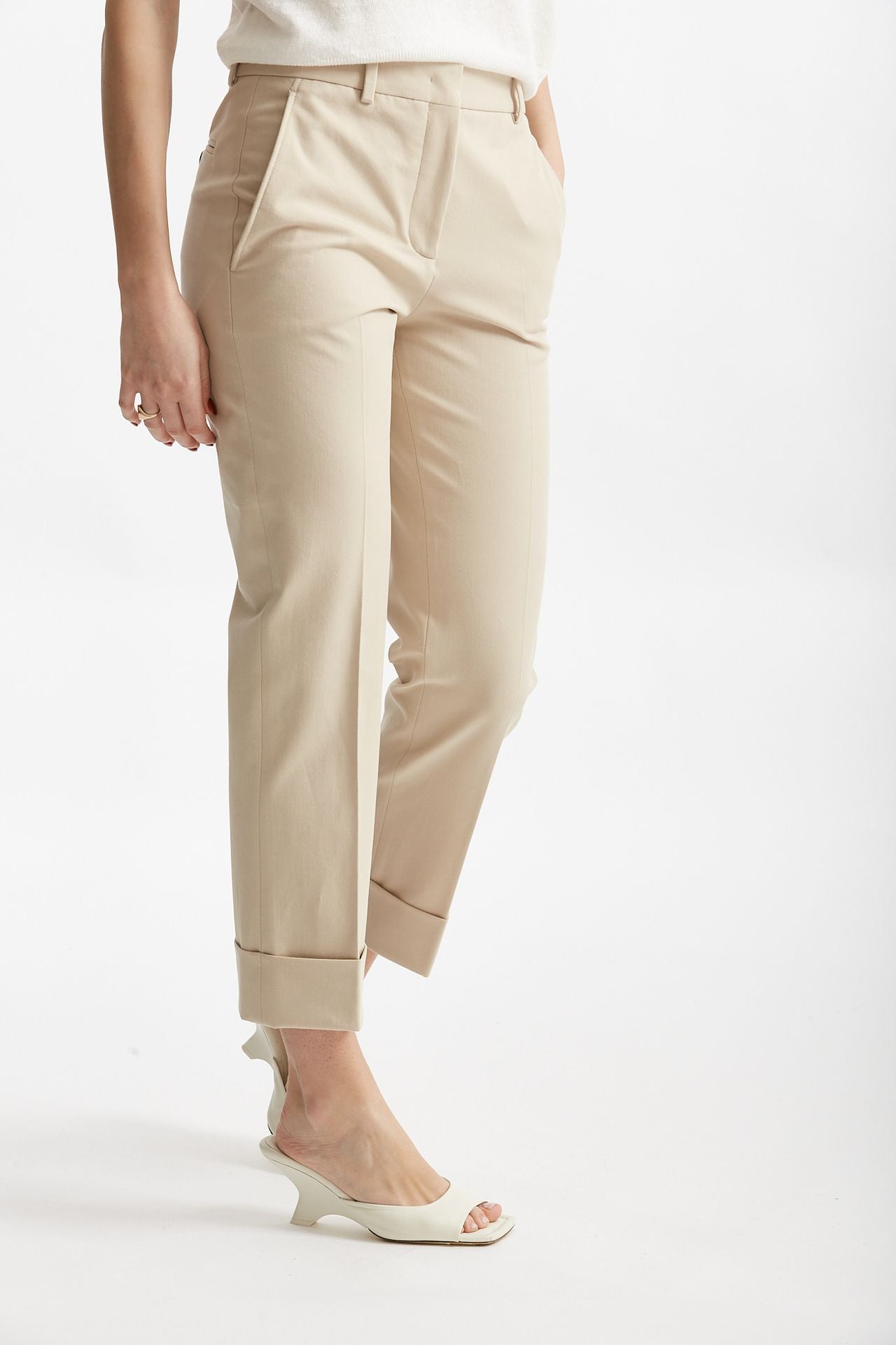 pantalone dritto in cotone nevet beige chiaro women Incotex - 4