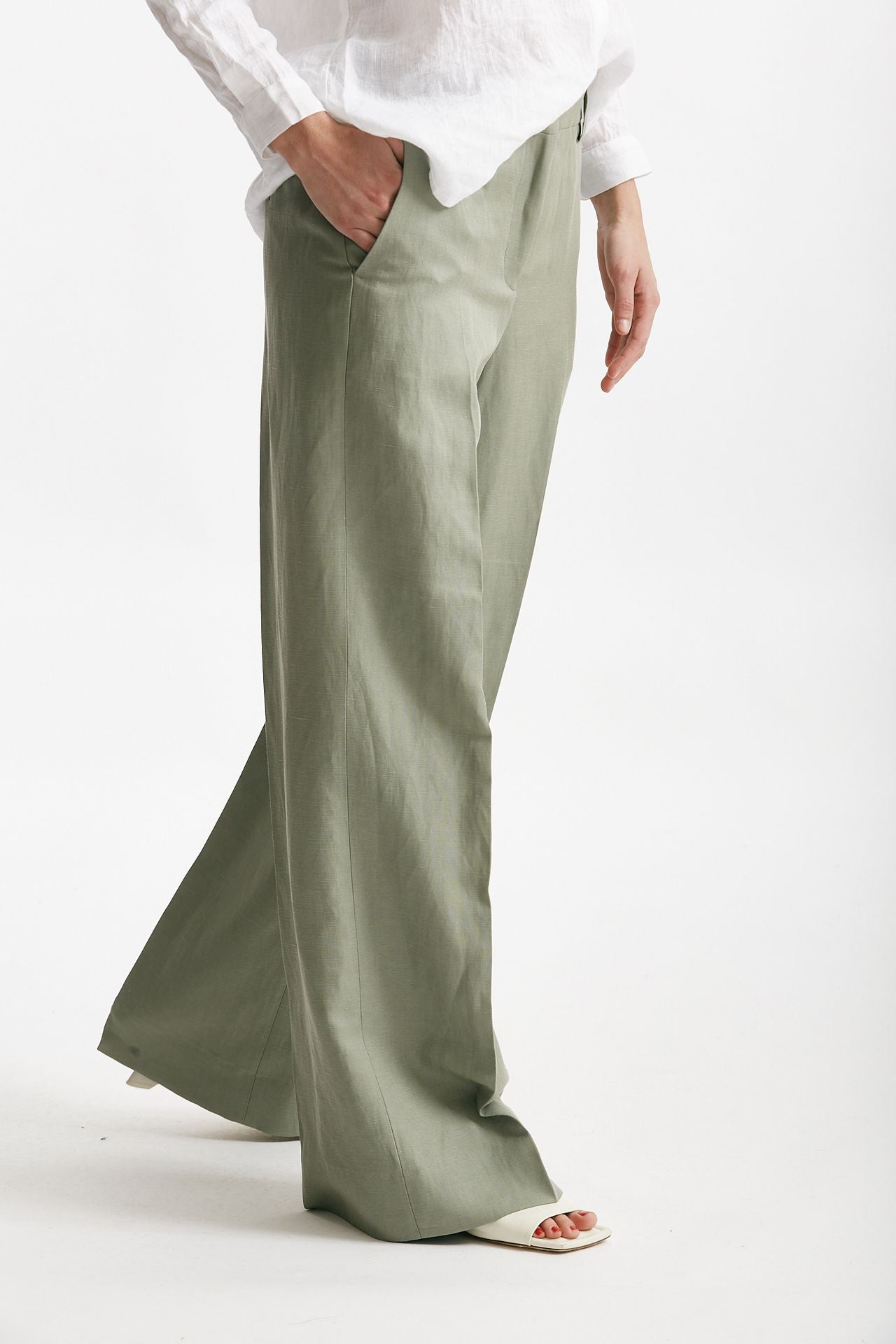 pantalone palazzo neera verde salvia women Incotex - 4
