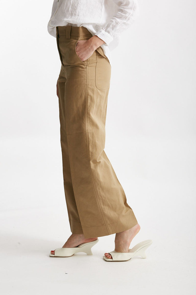 pantalone in cotone e lino elys cammello women Incotex - 2