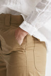 pantalone in cotone e lino elys cammello women Incotex - 4