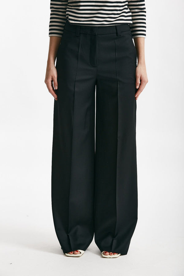 pantalone palazzo neera tela fresco lana nero women Incotex