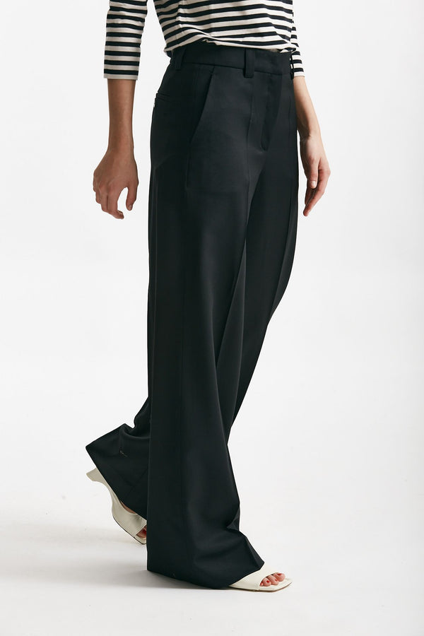pantalone palazzo neera tela fresco lana nero women Incotex