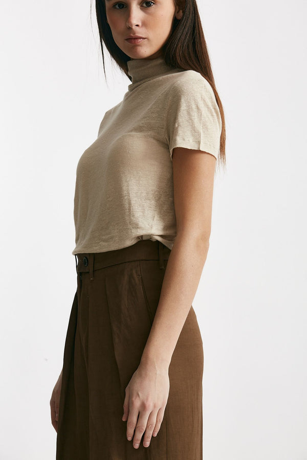 t-shirt collo alto in lino beige women Iro